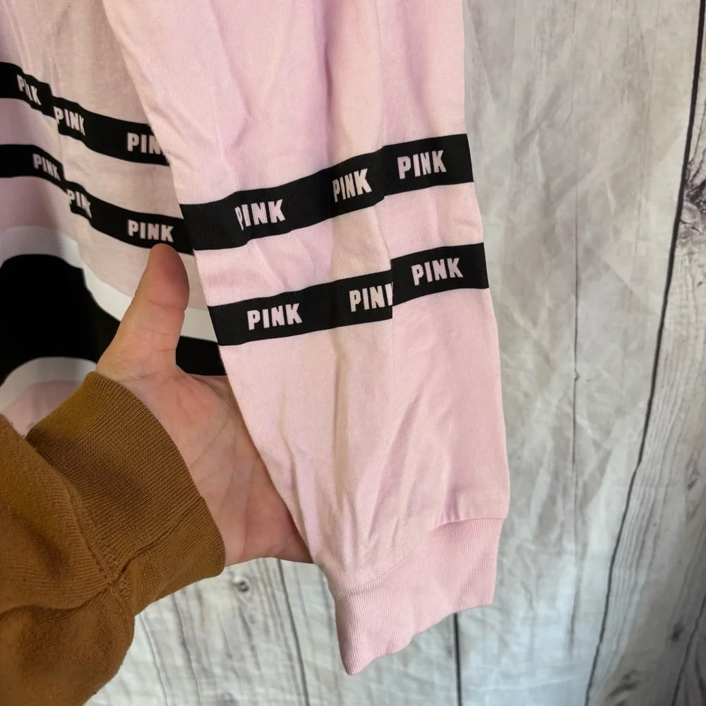 Victoria's Secret PINK Boyfriend Jersey Lace-Up Long Sleeve Shirt Medium - Picture 6 of 6